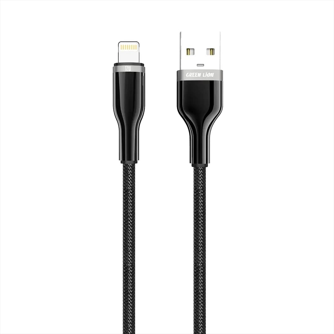 Green Lion Braided Zinc Alloy Cable USB-A to Lightning 12W - Black