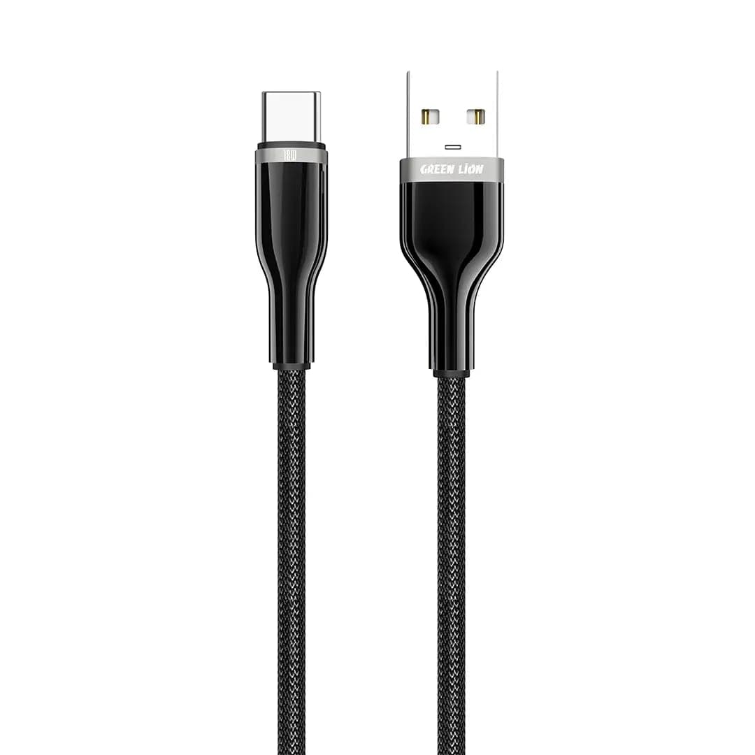 Green Lion Braided Zinc Alloy Cable USB-A to USB-C 18W - Black