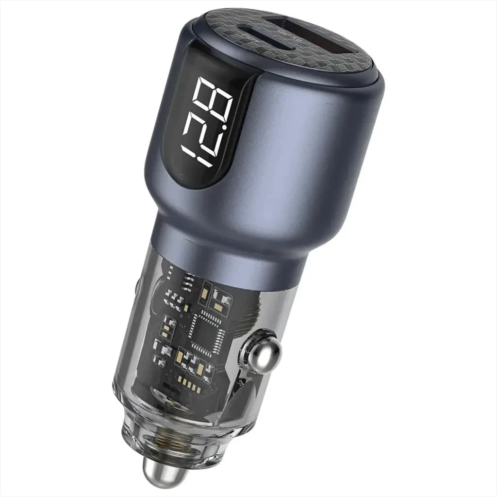 Green Lion Dual Port Car Charger PD+QC 75W - Gray