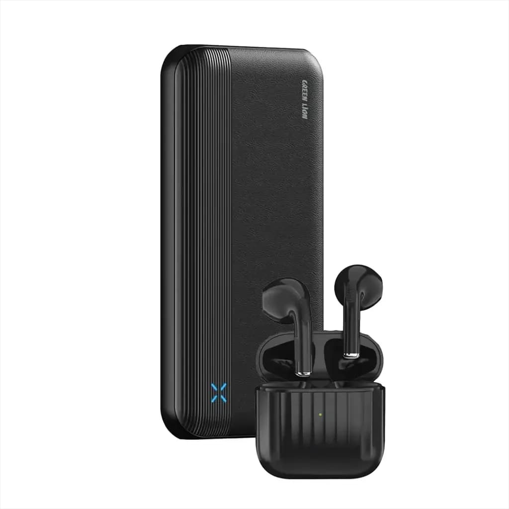 Green Lion DUO LITE Power Bank and Earbud Combo Pack - Black