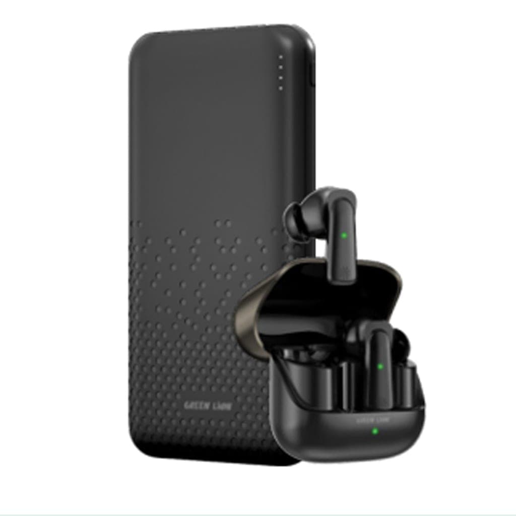 Green Lion Rome Power Bank & Earbuds - Black
