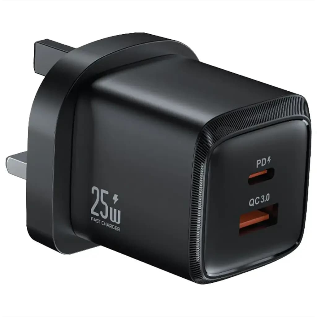 Green Lion Wall Charger PD+QC Signal Channel 25W, TC-IPH Cable 1m - Black