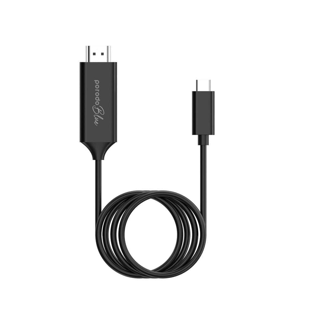 Porodo Blue Type-C to HDMI Ultra HD Cable 2M 4K - Black