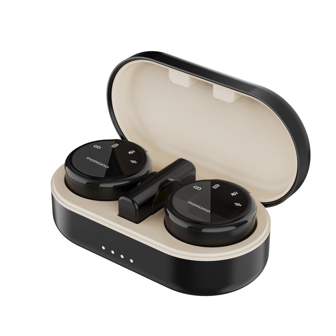 Porodo Professional Wireless Microphone Dual Mic with Charging Case - Black