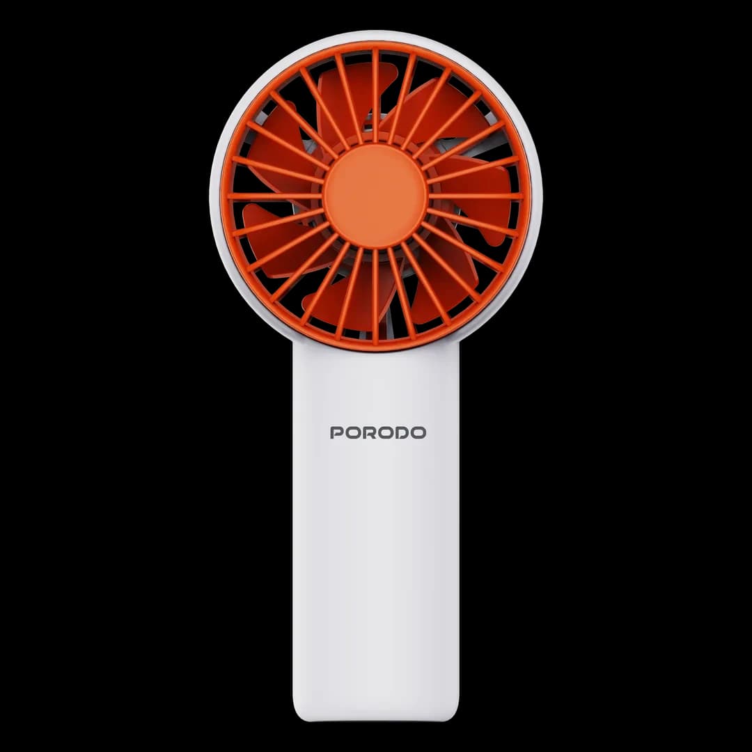 Porodo Lifestyle Chillo 1200mAh Rechargeable Battery Handy USB Fan - White & Orange