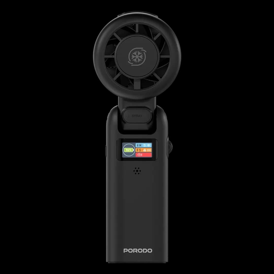 Porodo Smart AI Voice Control Fan with 5200mAh Battery & Mist Function - Black