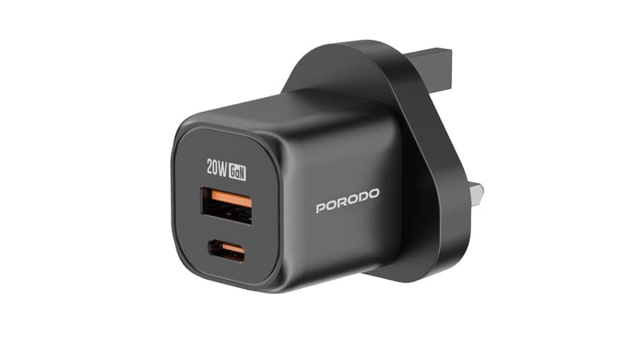 Porodo PD 20W USB QC3.0 UK Fast Charger - Black